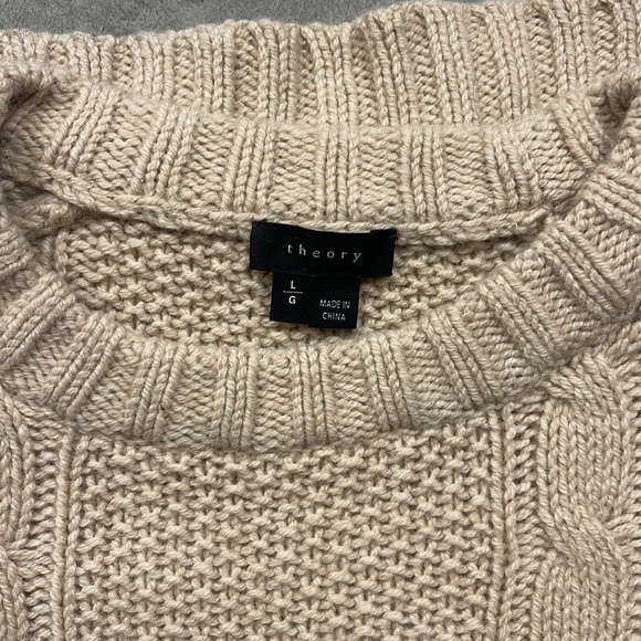 Theory Beige Cable Knit Sweater sz L - Picture 7 of 7